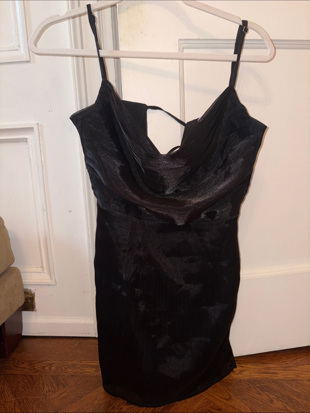 superdown Black Satin Cowl Mini Dress